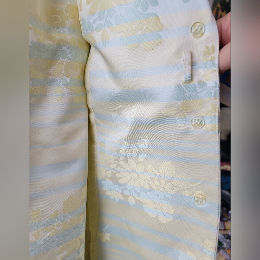 Vintage Worth 8P Skirt Jacket Suit Set Yellow Blue Floral - Picture 10 of 16